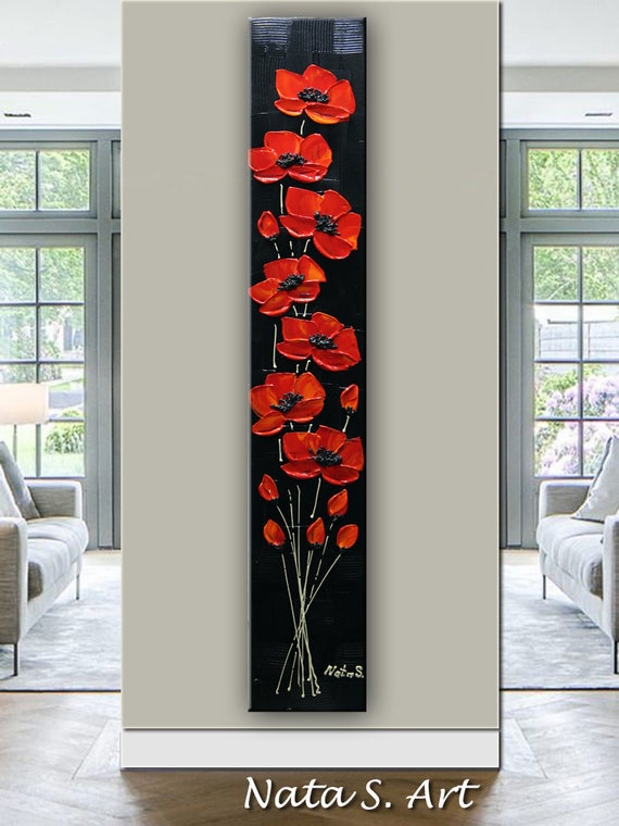 Poppy Painting, Original Red Poppies Painting, Impasto Floral Art, Palette  Knife Art, Gift Idea, Vertical Wall Art, Home Wall Decor by Nata -   Canada