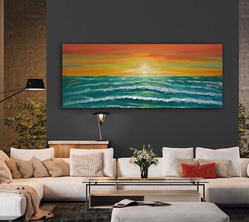 Original Ocean Painting Ocean Wave Art Large Landscape Art Etsy