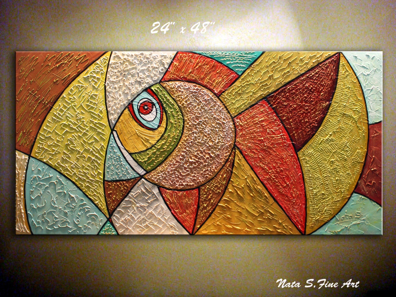 Original Abstract Fish Painting Modern Fish Painting Colorful Etsy UK