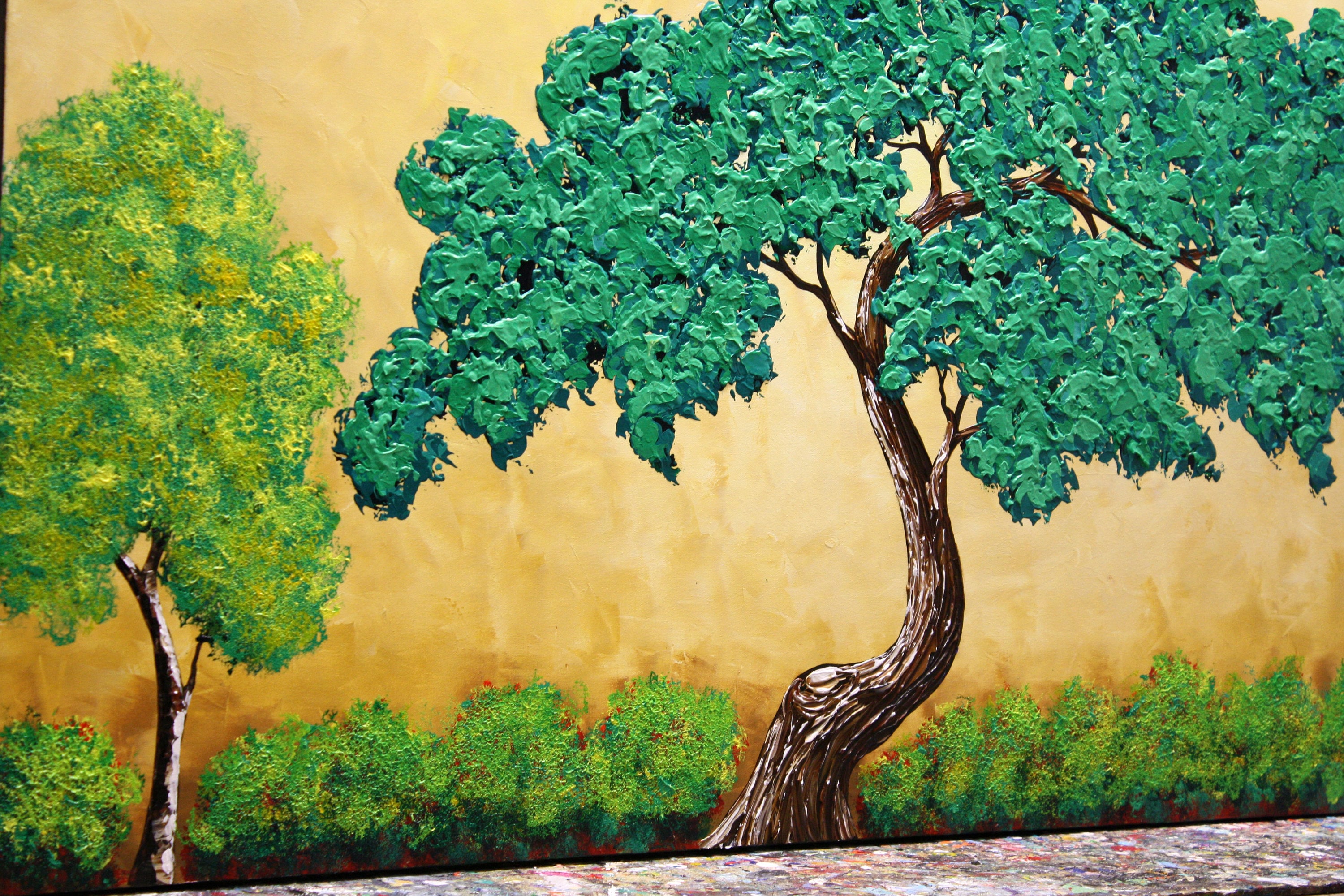 Pintura de árbol original pintura texturizada abstracta | Etsy