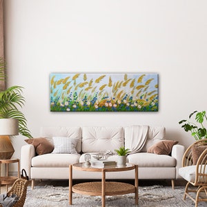 Gold Pampas Grass Art Original Landscape Painting Ready to - Etsy