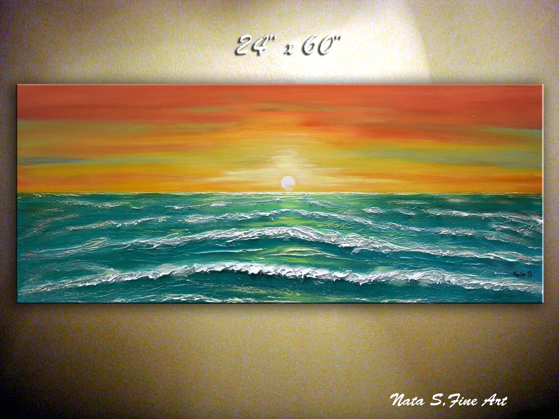 Original Ocean Painting Ocean Wave Art Large Landscape Art Etsy