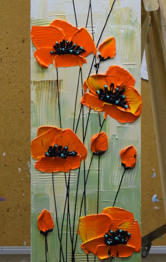 Poppy Painting, Original Red Poppies Painting, Impasto Floral Art, Palette  Knife Art, Gift Idea, Vertical Wall Art, Home Wall Decor by Nata -   Canada