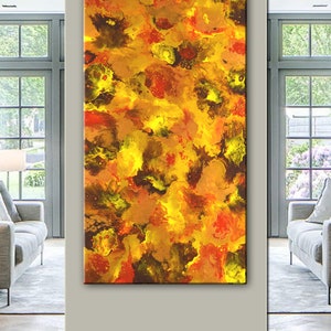 60 Abstract Extra Large Painting, Gold Yellow Red Brown Art, Original Acrylic Painting, Modern Wall Decor, Home & Office Wall Art by Nata image 2