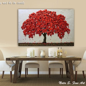 Dining Room Art Decor, Red Oak Tree Painting