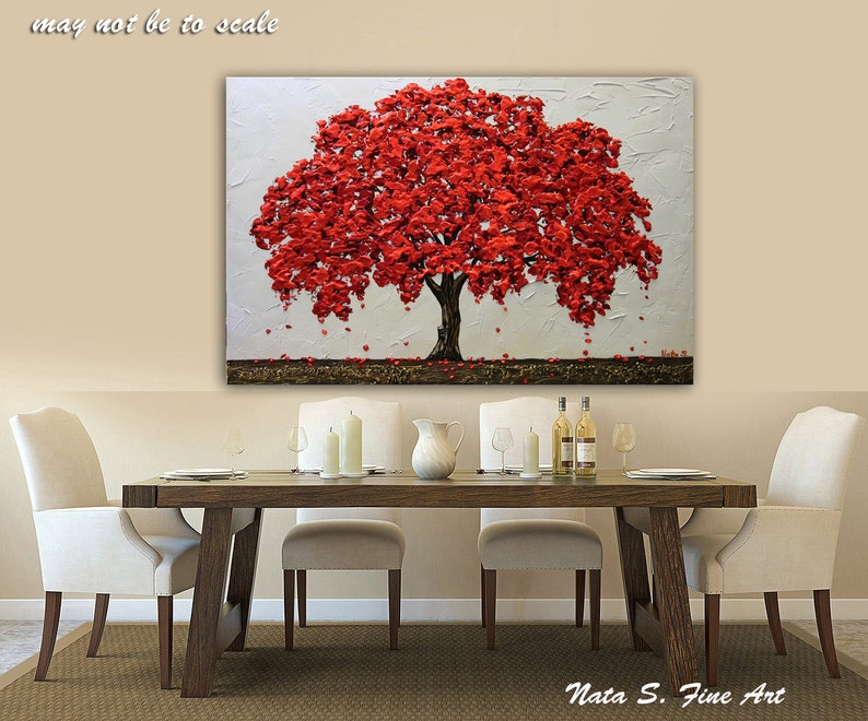 Dining Room Art Decor, Red Oak Tree Painting