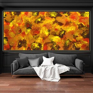 60 Abstract Extra Large Painting, Gold Yellow Red Brown Art, Original Acrylic Painting, Modern Wall Decor, Home & Office Wall Art by Nata image 7