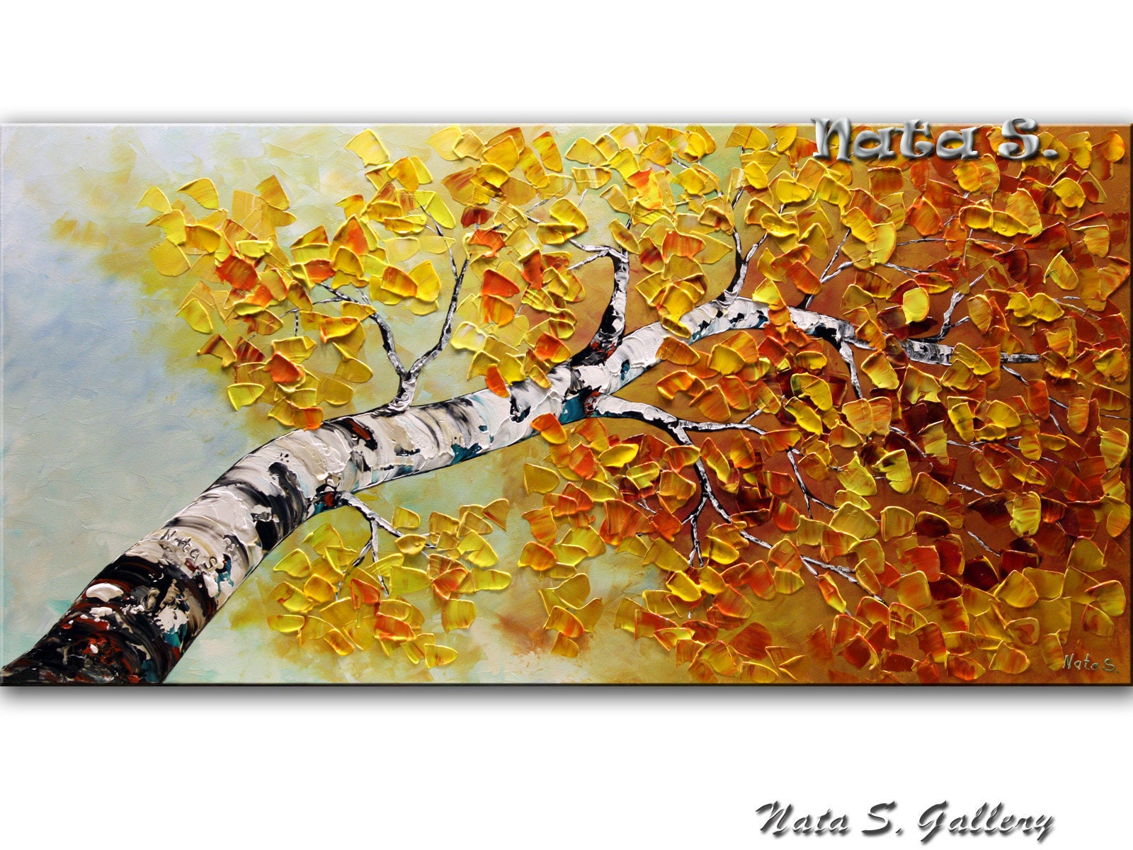 Fall Birch Trees Extra Large Canvas Original Oil Painting on Canvas Art by  Luiza Vizoli 60x36, 48x24