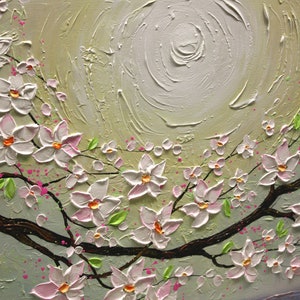 Blossom Sakura Painting, Extra Large Textured Floral Art, Asian Blossoms Original Painting, Palette Knife Art, Home Wall Decor by Nata S. image 7