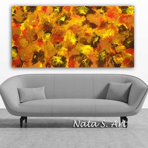 60 Abstract Extra Large Painting, Gold Yellow Red Brown Art, Original Acrylic Painting, Modern Wall Decor, Home & Office Wall Art by Nata image 8