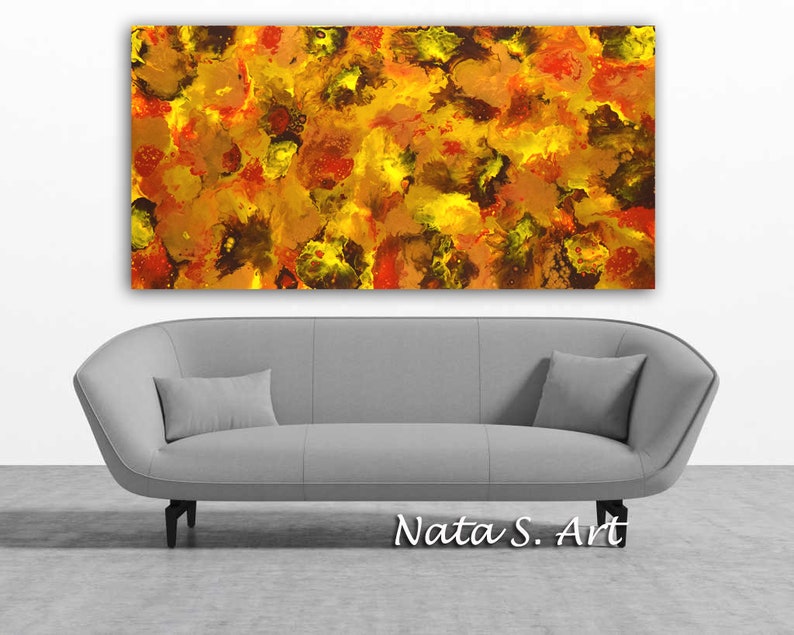 60 Abstract Extra Large Painting, Gold Yellow Red Brown Art, Original Acrylic Painting, Modern Wall Decor, Home & Office Wall Art by Nata image 8