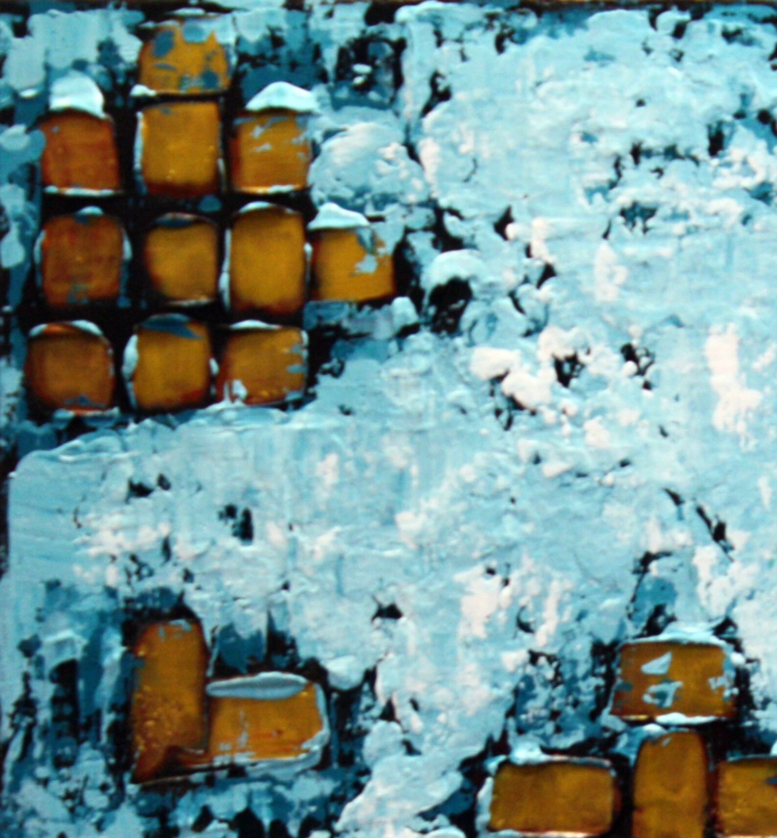 Heavy Textured Abstract Painting Turquoise Blue Gold Etsy