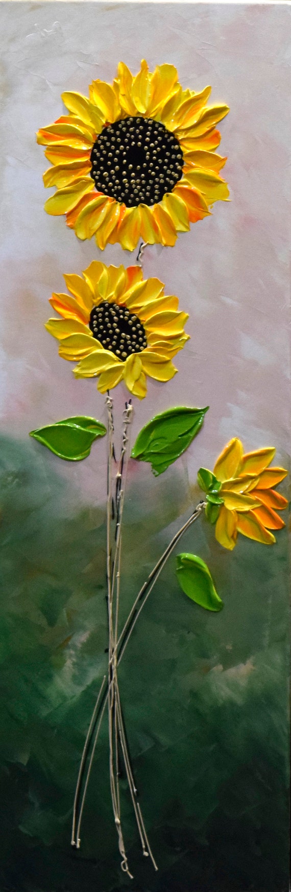Pintura de girasol Pintura abstracta de gran tamaño Arte - Etsy México