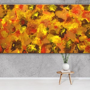 60 Abstract Extra Large Painting, Gold Yellow Red Brown Art, Original Acrylic Painting, Modern Wall Decor, Home & Office Wall Art by Nata image 6