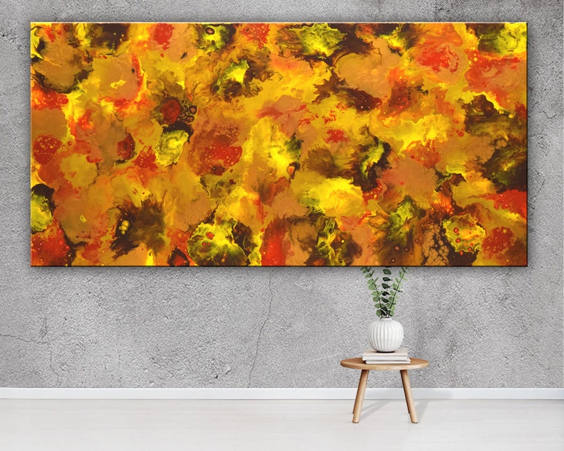 60 Abstract Extra Large Painting, Gold Yellow Red Brown Art, Original Acrylic Painting, Modern Wall Decor, Home & Office Wall Art by Nata image 6