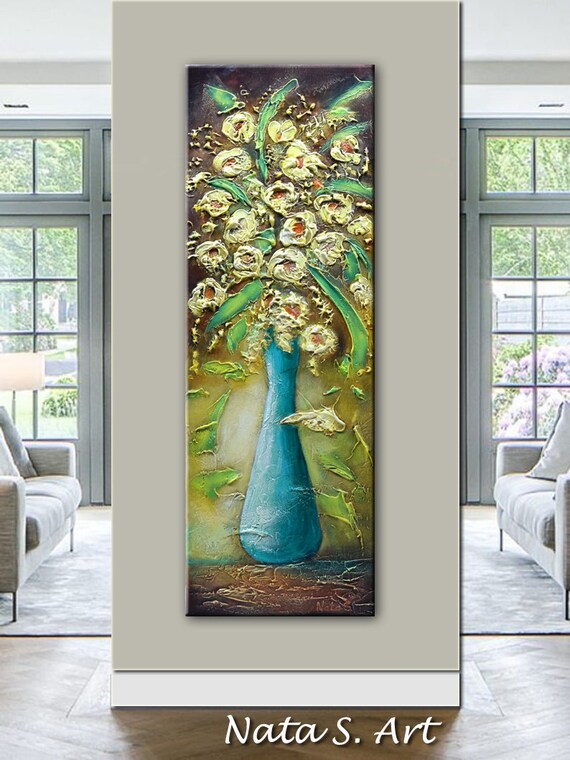 Abstract Roses Painting Yellow Roses Painting Textured Art Etsy