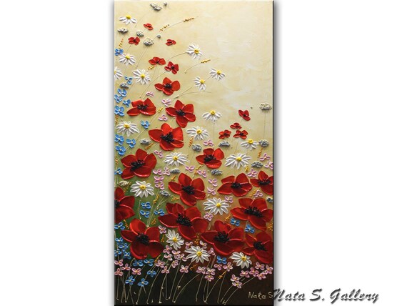 Poppy Painting, Original Red Poppies Painting, Impasto Floral Art, Palette  Knife Art, Gift Idea, Vertical Wall Art, Home Wall Decor by Nata -   Canada