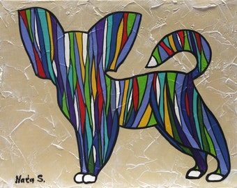 Chihuahua Dog Painting, Rainbow Dog Painting, Modern Animal Wall Art, Original Dog Art, Abstract Dog Painting, Wall Art Decor by Nata