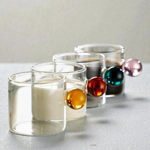 110ml Espresso Glass Cups with Ball Handle | Modern Clear Coffee Cup, Artistic Heat-Resistant Glassware