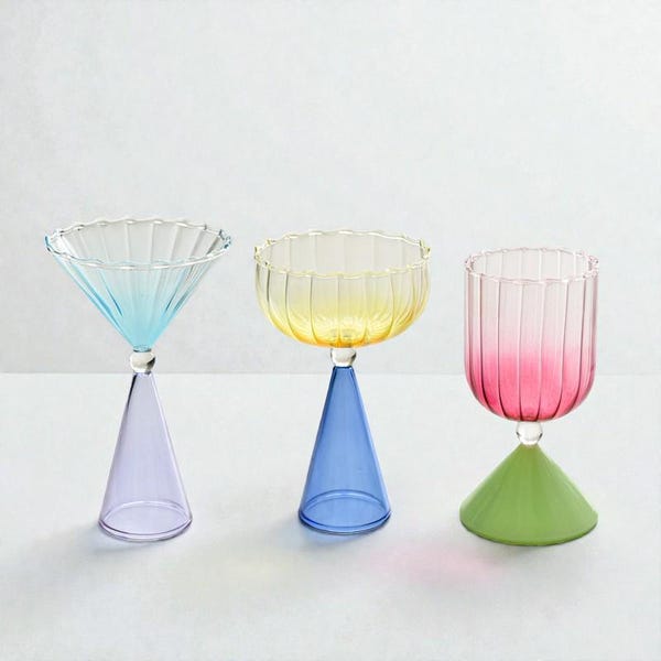 Creative Gradient Glass Dessert Cups | Colorful Ice Cream Bowls, Modern Cocktail Glass, Artistic Stemware for Home Decor