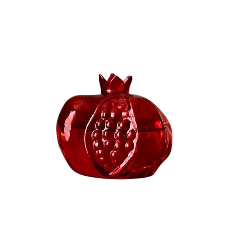 Red Glass Pomegranate Vase | Mini Hydroponic Vase, Lucky Fruit Decor, Small Tabletop Flower Vase, Unique Home Accent Large 11*8.5cm
