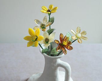 Ornamento per bouquet di fiori in vetro / Decorazione artistica floreale per la casa, fiori in vetro fatti a mano, decorazione da tavolo
