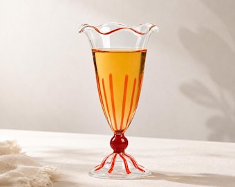 Flûte da champagne in vetro colorato / Bicchiere da cocktail vintage, Coppa da dessert fatta a mano, Elegante bicchiere da mimosa, Calice da vino retrò, Bicchiere per brindisi di nozze