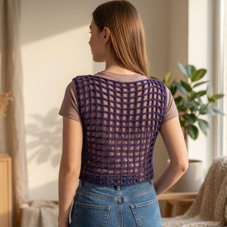 Patterned Mesh Top Crochet Pattern Mesh Top Beginner Friendly Summer Vest Pattern Easy ...