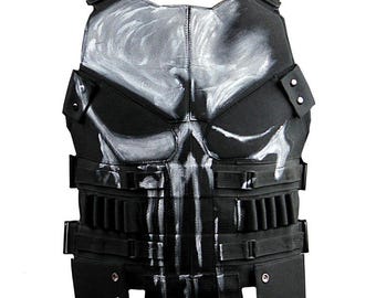 Op Punisher geïnspireerd tactisch vest van echt leer