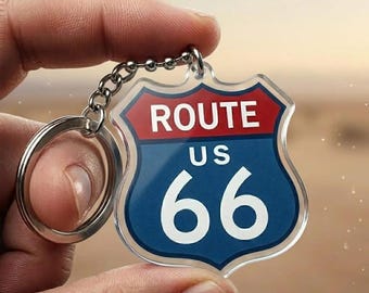 Route Sign Keychain Route 66 Highway Vintage Keychain - Etsy