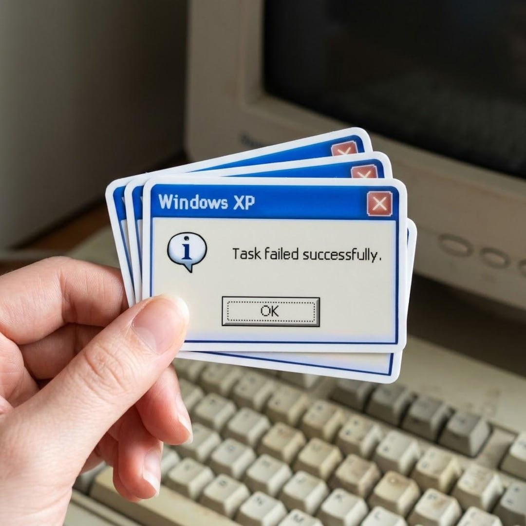Old Windows Xp Failure Funny Windows XP Sticker Task Failed Successfully Vinyl Decal Retro ...