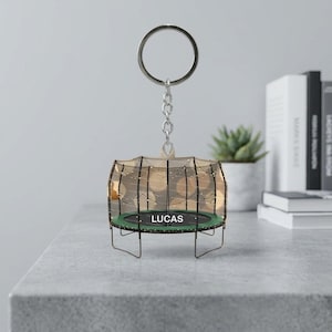 Personalized Trampoline Keychain Double Sided Print Custom Name Keyring Gymnast Coach Gift Backyard Trampoline Acrylic Charm for Kids Adults