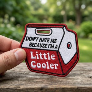 Little Cooler Funny Embroidered Patch, Camping Pun Iron On Patch, Sarcastic Summer Picnic Applique, Outdoor Adventure Gift DIY Jacket Decor
