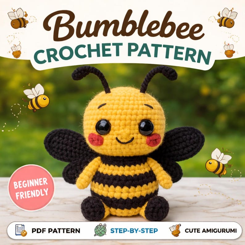 Bumblebee Crochet Pattern PDF, Bee Amigurumi Crochet Pattern, Easy ...