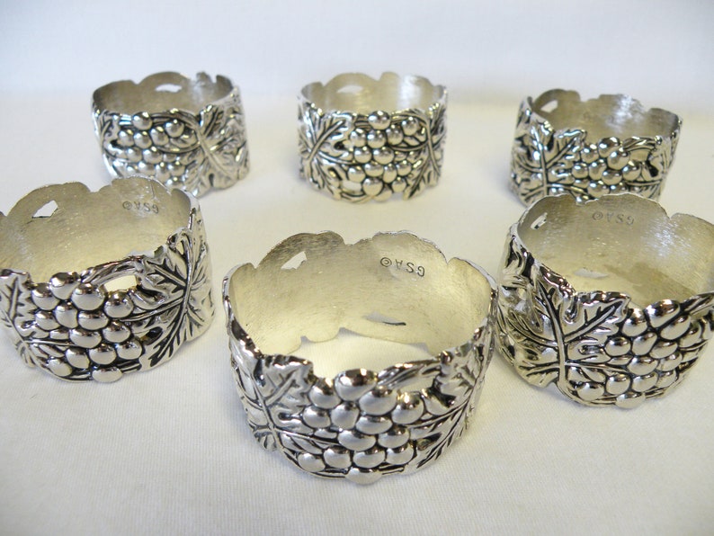 Silverplate Grapevine Napkin Rings Set of Six Napkin Rings Etsy