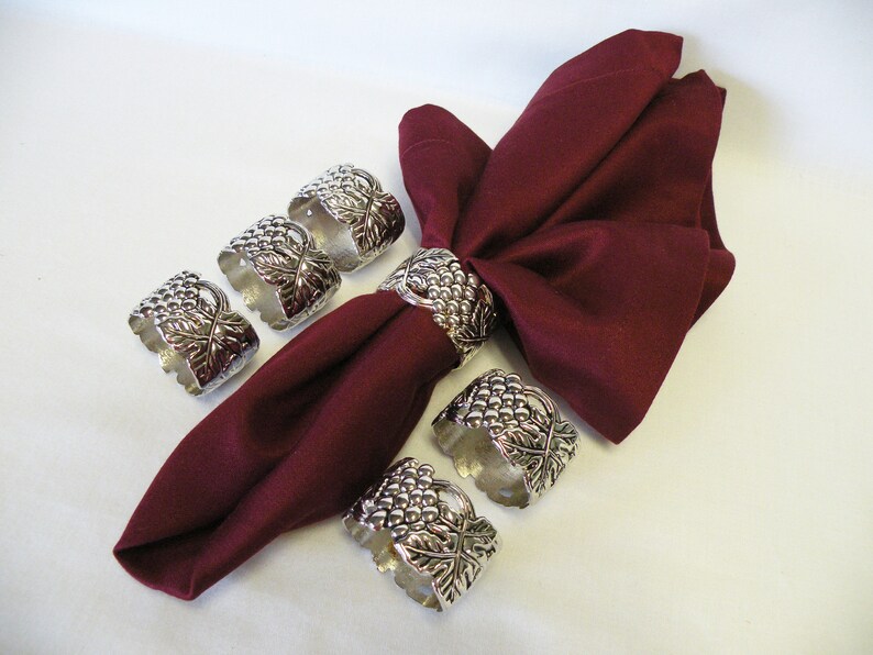 Silverplate Grapevine Napkin Rings Set of Six Napkin Rings Etsy