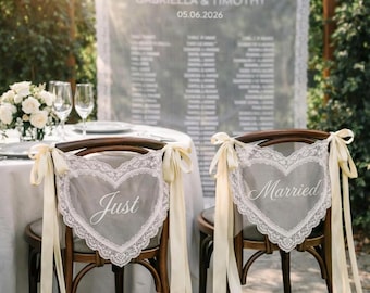 Personalisierte schiere Spitze Hochzeitsstuhl Zeichen, Braut & Bräutigam Schatz Tisch Dekor, kundenspezifische Stuhl Banner