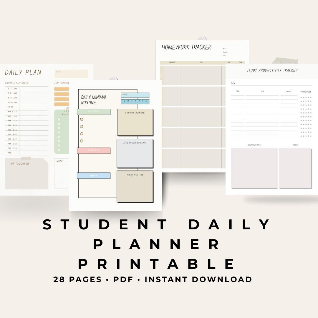 Student Daily Planner Printable | Study Routine, Weekly Schedule, Habit ...