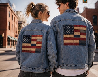 Vintage 90s Polar Graphics Nisswa Minnesota American Flag Denim