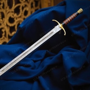 Damascus Steel Longsword, Viking Sword, Handmade Medieval Sword, Personalized Gifts, Gift For Him