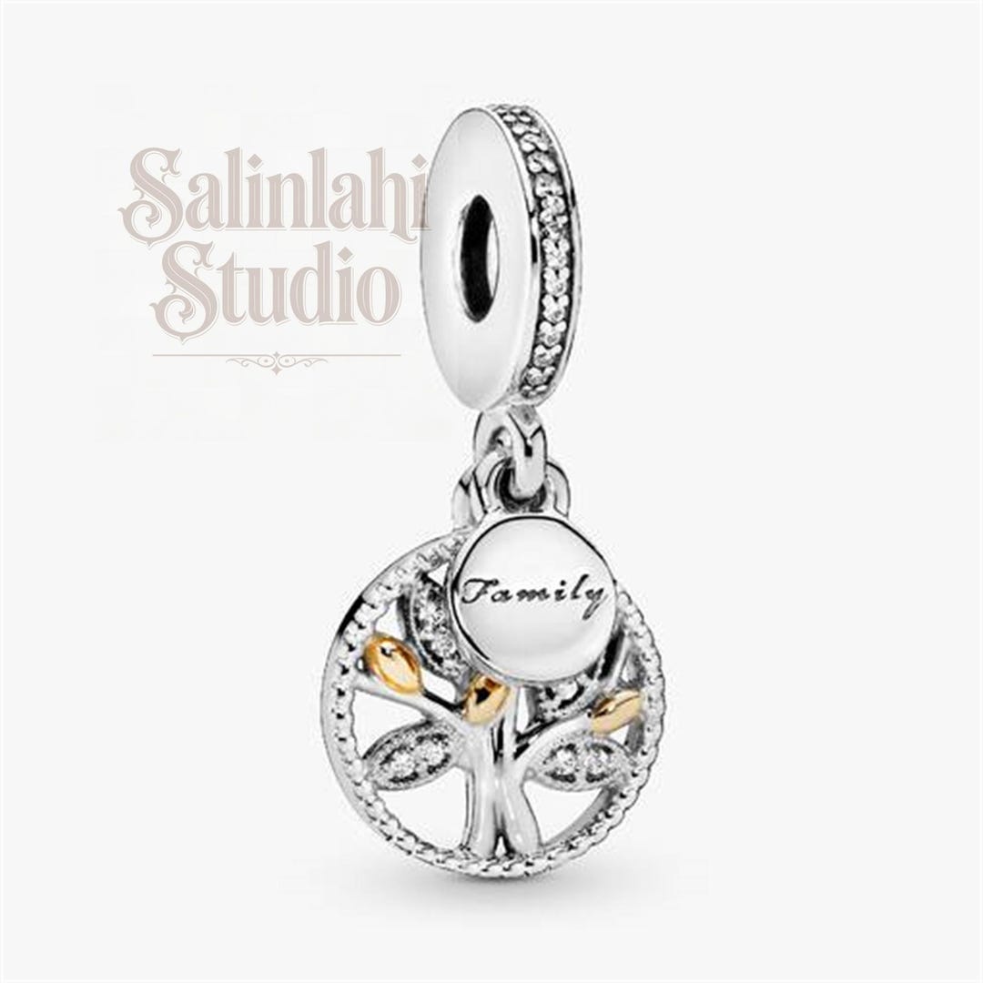 Sparkling Family Tree Dangle Charm,925 Sterling Silver Charm,handmade ...