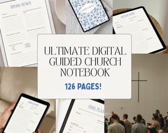 Christian Church Notes Digital Notebook | Guided Sermon & Prayer Journal (PDF)