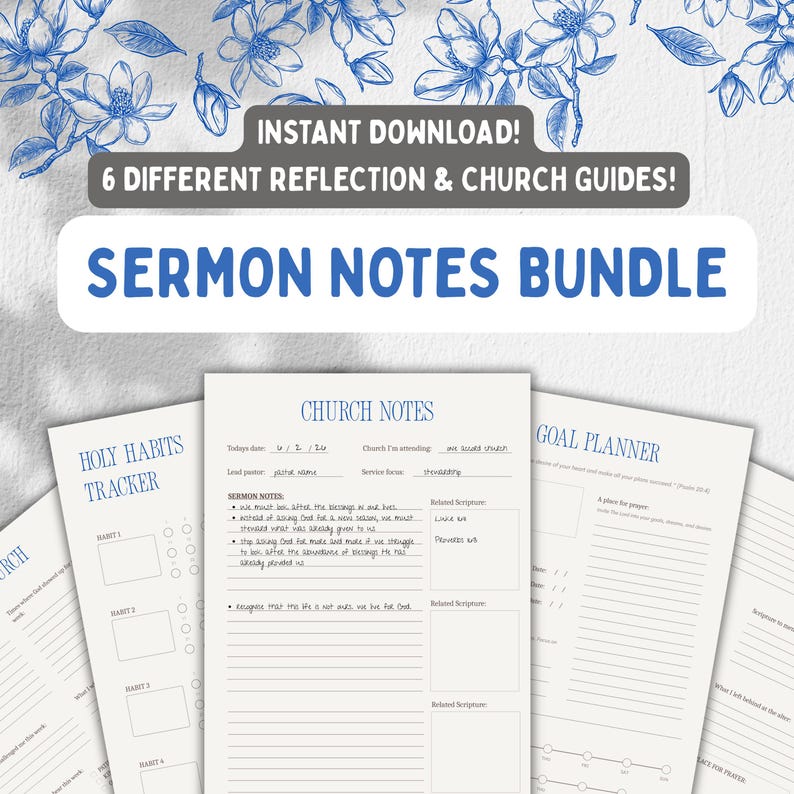 Christian Church Notes Digital Notebook | Guided Sermon & Prayer ...