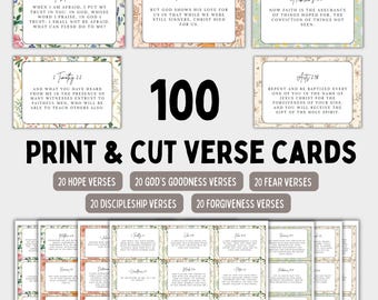 100 Printable Verse Cards | Instant Digital Download | Patterned | ESV