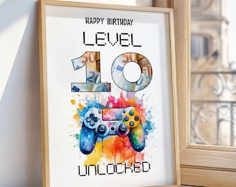 Geldgeschenk 10. Geburtstag Junge PDF Wunscherfüller zum Sofort Downloaden: digitales Geschenk Geburtstagsgeschenk Level unlocked
