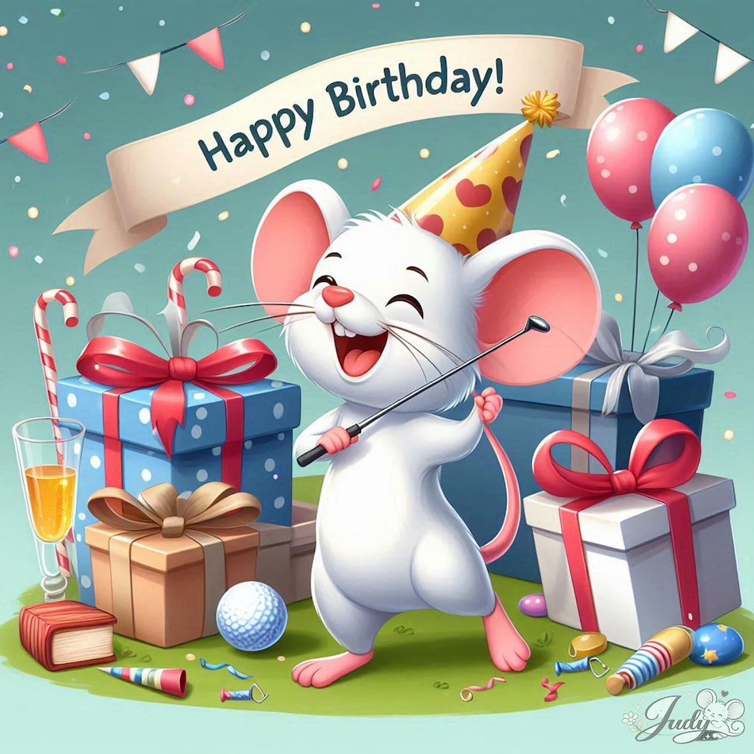 Cute Mouse Birthday Greeting Card - Printable Digital Download - Etsy