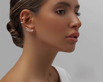 Elegantes Ohrklemmen-Set – Minimalistische Akzente in Silber und Roségold für einen kühnen, trendigen Look