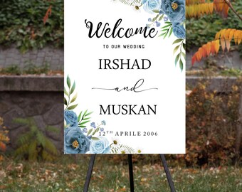 Marsala wedding Welcome Sign, VRBO Welcome Sign, White Rose Wedding Welcome Sign, welcome sign minimal, Mehndi welcome sign,Instant Download