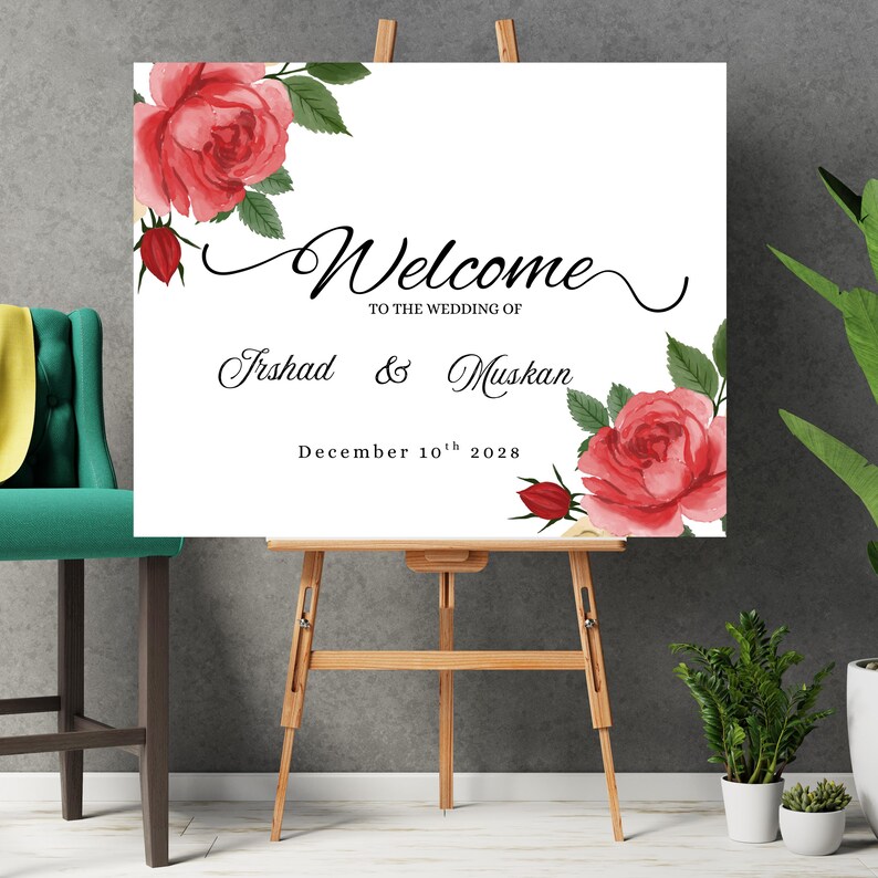 Floral Nikkah Welcome Sign Template,stain Wedding Sign,large ...