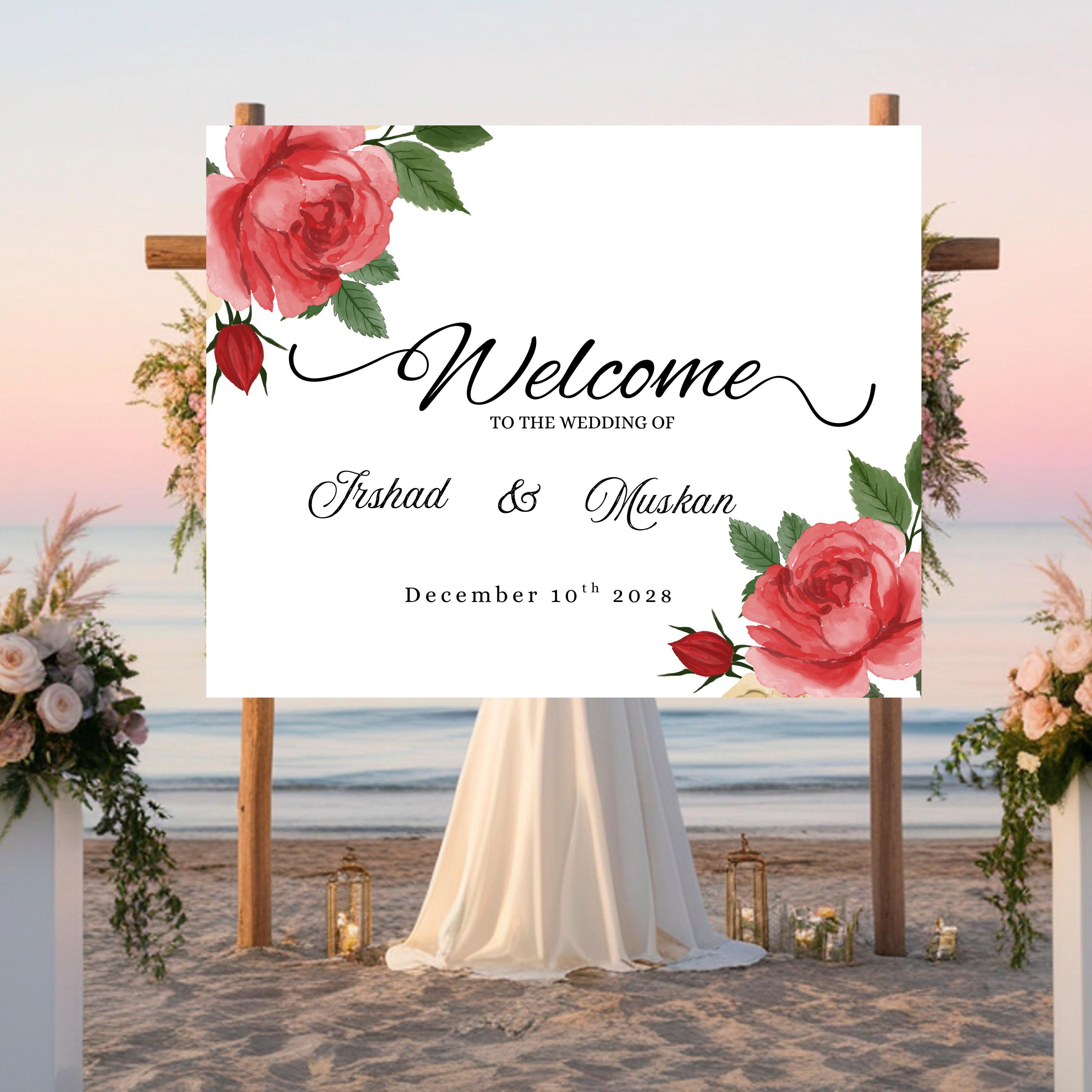 Welcomesign Normal Floral Nikkah Welcome Sign Template,stain Wedding Sign,large ...